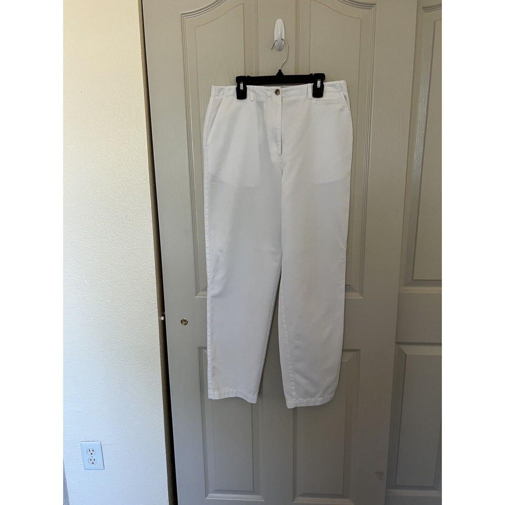 Talbots White Cotton Blend Chino Pants Women's Size 8 Pockets Straight Leg